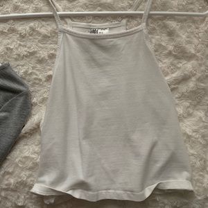 Adorable white spaghetti strapped crop top